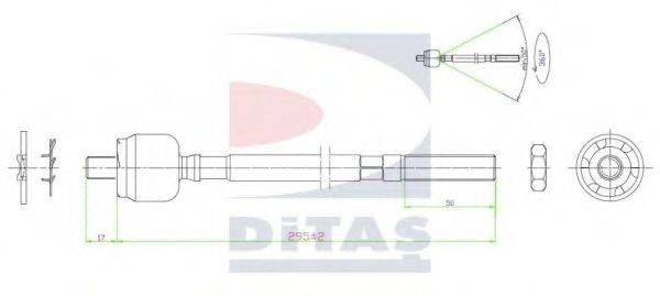 DITAS A25649 Осьовий шарнір, рульова тяга