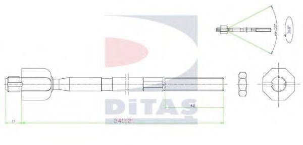 DITAS A25657 Осьовий шарнір, рульова тяга
