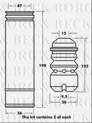 BORG & BECK BPK7016 Пилозахисний комплект, амортизатор