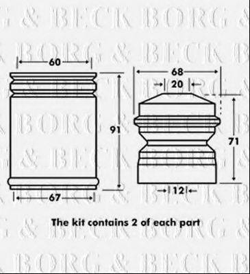 BORG & BECK BPK7027 Пилозахисний комплект, амортизатор