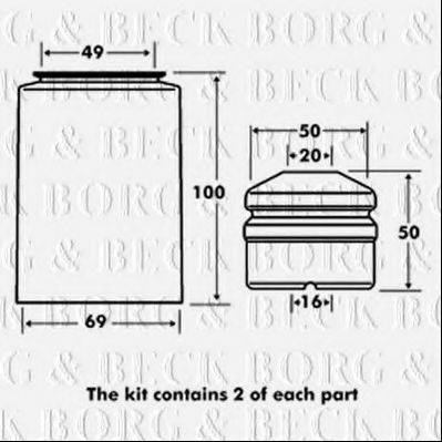 BORG & BECK BPK7028 Пилозахисний комплект, амортизатор