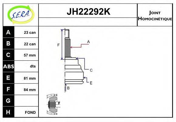 SERA JH22292K Шарнірний комплект, приводний вал