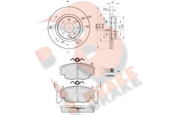 R BRAKE 3R05543550 Комплект гальм, дисковий гальмівний механізм