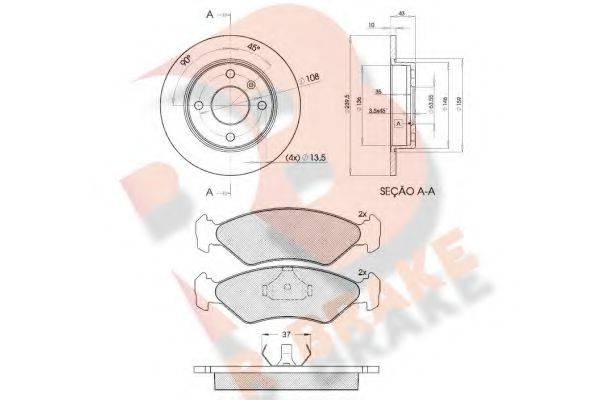 R BRAKE 3R07761062 Комплект гальм, дисковий гальмівний механізм