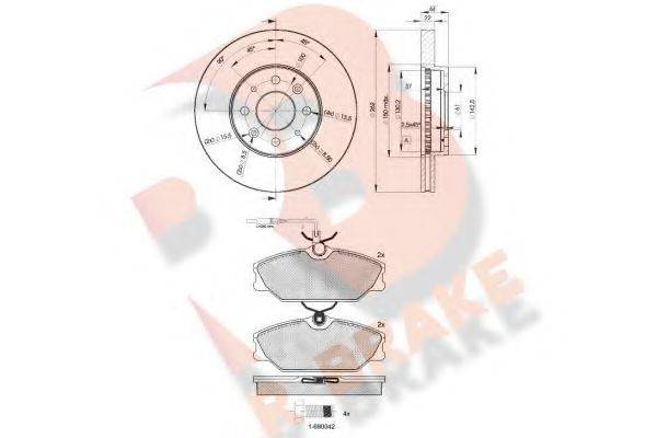 R BRAKE 3R09302232 Комплект гальм, дисковий гальмівний механізм