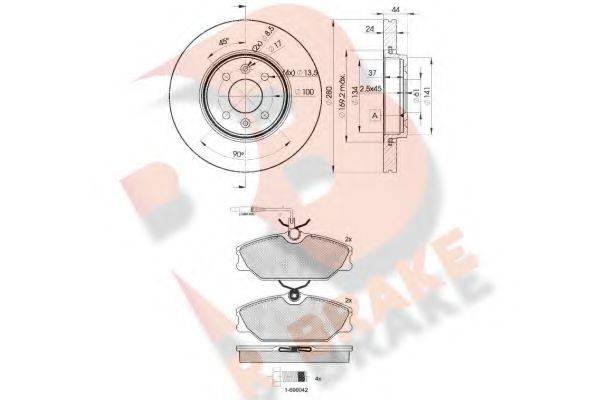 R BRAKE 3R09307829 Комплект гальм, дисковий гальмівний механізм