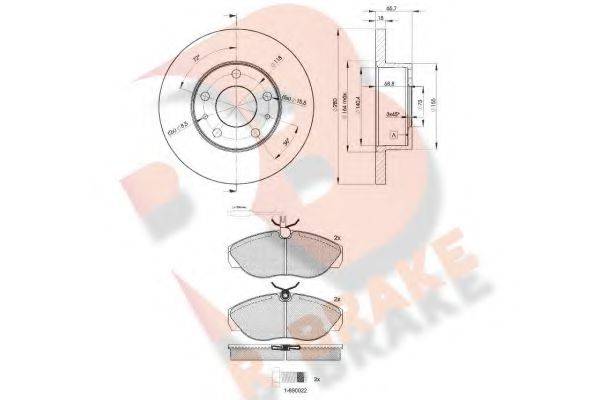 R BRAKE 3R10534680 Комплект гальм, дисковий гальмівний механізм