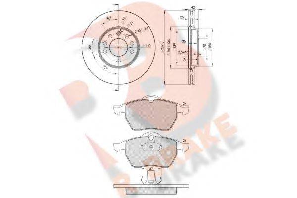 R BRAKE 3R11289043 Комплект гальм, дисковий гальмівний механізм