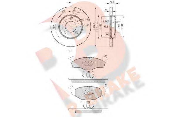 R BRAKE 3R11783975 Комплект гальм, дисковий гальмівний механізм