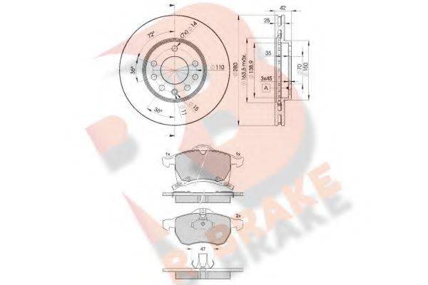R BRAKE 3R12489060 Комплект гальм, дисковий гальмівний механізм