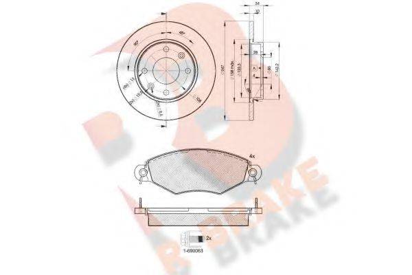 R BRAKE 3R12554689 Комплект гальм, дисковий гальмівний механізм
