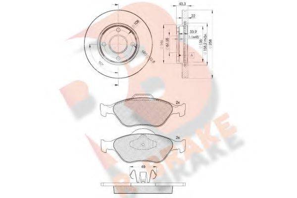 R BRAKE 3R13435344 Комплект гальм, дисковий гальмівний механізм