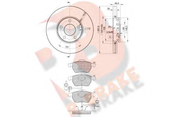 R BRAKE 3R13624063 Комплект гальм, дисковий гальмівний механізм