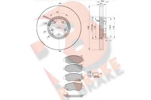 R BRAKE 3R13675613 Комплект гальм, дисковий гальмівний механізм