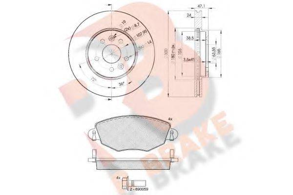 R BRAKE 3R13806767 Комплект гальм, дисковий гальмівний механізм