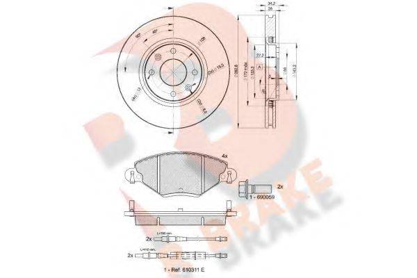 R BRAKE 3R14194752 Комплект гальм, дисковий гальмівний механізм