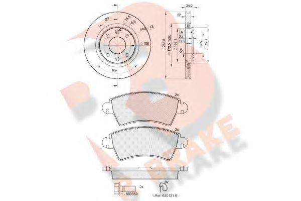 R BRAKE 3R15254750 Комплект гальм, дисковий гальмівний механізм