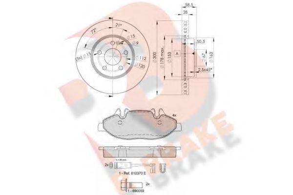 R BRAKE 3R16750415 Комплект гальм, дисковий гальмівний механізм