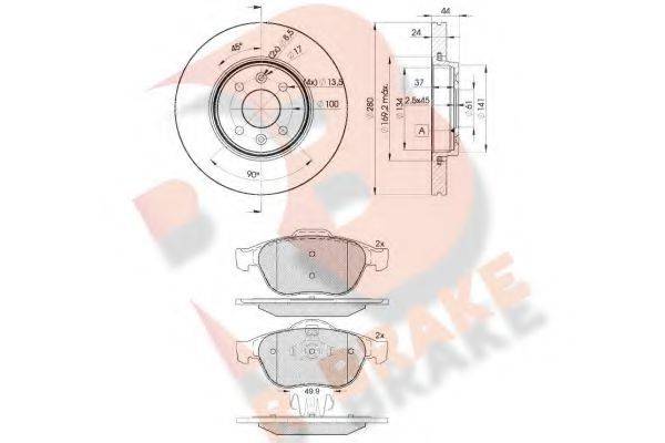 R BRAKE 3R18617829 Комплект гальм, дисковий гальмівний механізм