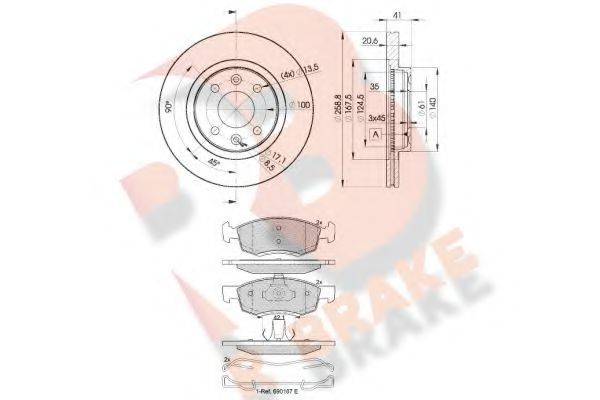 R BRAKE 3R19243550 Комплект гальм, дисковий гальмівний механізм