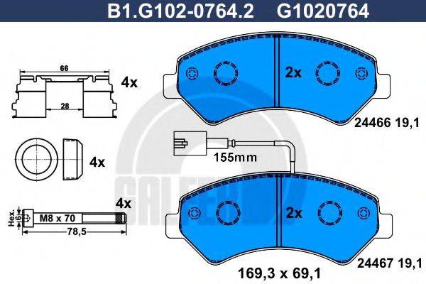 GALFER B1G10207642 Комплект гальмівних колодок, дискове гальмо
