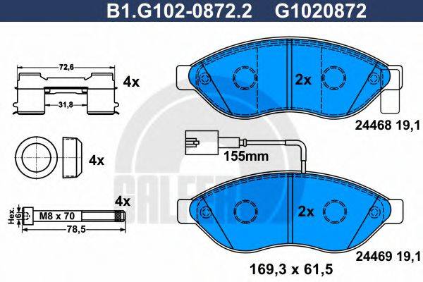 GALFER B1G10208722 Комплект гальмівних колодок, дискове гальмо