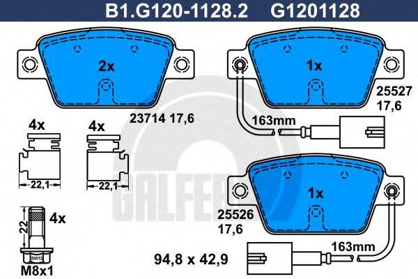 GALFER B1G12011282 Комплект гальмівних колодок, дискове гальмо