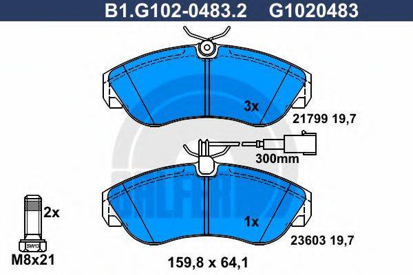 GALFER B1G10204832 Комплект гальмівних колодок, дискове гальмо