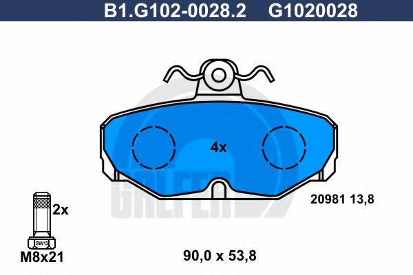 GALFER B1G10200282 Комплект гальмівних колодок, дискове гальмо
