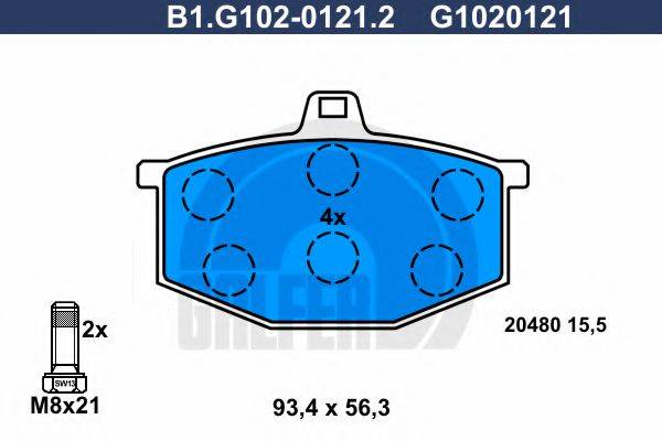 GALFER B1G10201212 Комплект гальмівних колодок, дискове гальмо