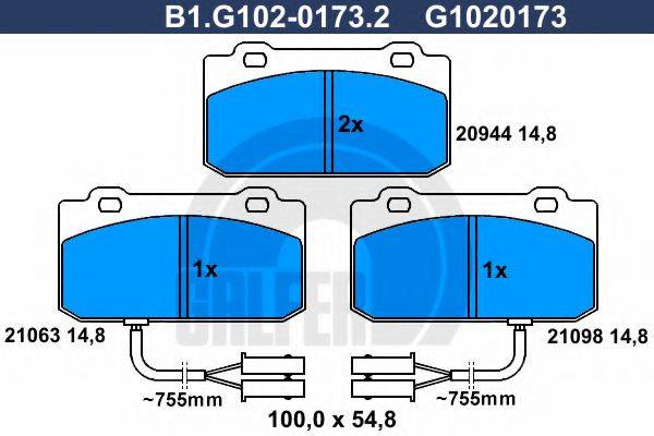 GALFER B1G10201732 Комплект гальмівних колодок, дискове гальмо