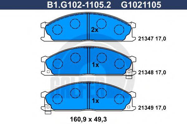 GALFER B1G10211052 Комплект гальмівних колодок, дискове гальмо