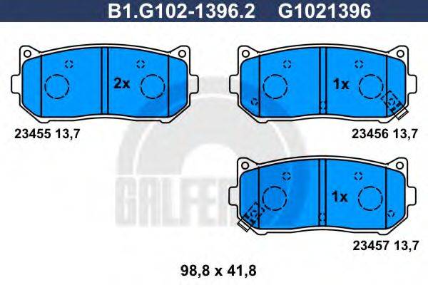 GALFER B1G10213962 Комплект гальмівних колодок, дискове гальмо