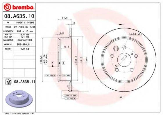 BREMBO 08A63510 гальмівний диск