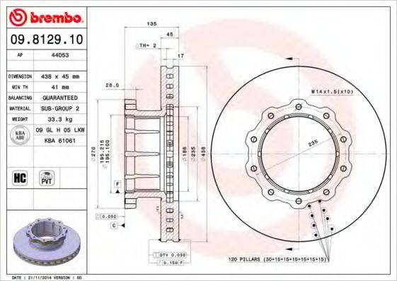 BREMBO 09812910 гальмівний диск