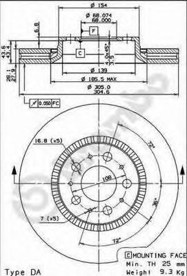 BREMBO 09913075 гальмівний диск