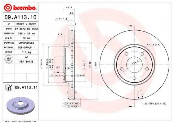 BREMBO 09A11310 гальмівний диск