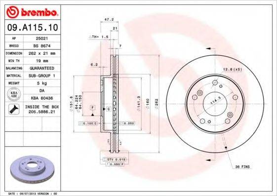 BREMBO 09A11510 гальмівний диск