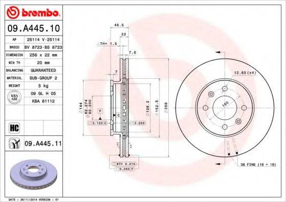 BREMBO 09A44510 гальмівний диск
