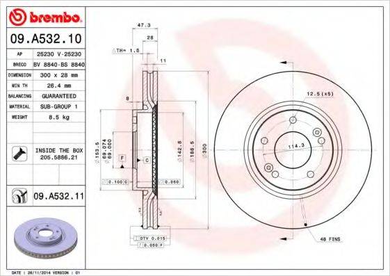 BREMBO 09A53210 гальмівний диск