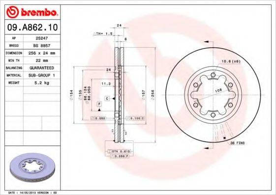 BREMBO 09A86210 гальмівний диск