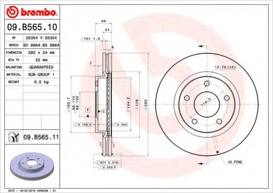 BREMBO 09B56510 гальмівний диск