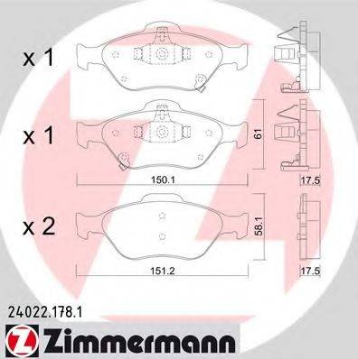 ZIMMERMANN 240221781 Комплект гальмівних колодок, дискове гальмо
