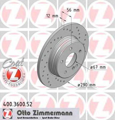 ZIMMERMANN 400360052 гальмівний диск
