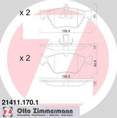 ZIMMERMANN 214111701 Комплект гальмівних колодок, дискове гальмо