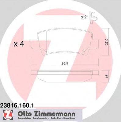 ZIMMERMANN 238161601 Комплект гальмівних колодок, дискове гальмо