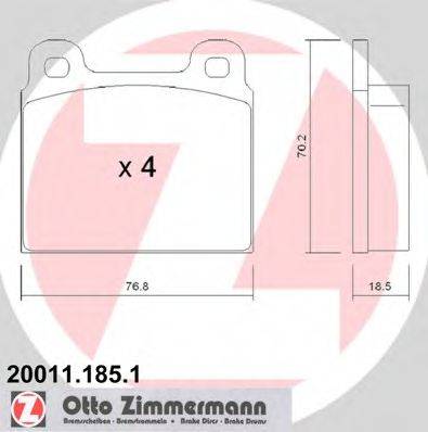 ZIMMERMANN 200111851 Комплект гальмівних колодок, дискове гальмо