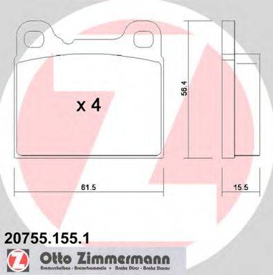 ZIMMERMANN 207551551 Комплект гальмівних колодок, дискове гальмо