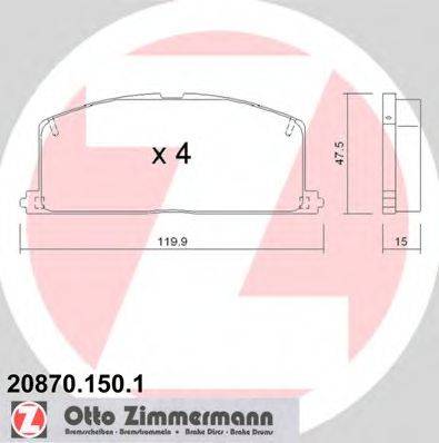 ZIMMERMANN 208701501 Комплект гальмівних колодок, дискове гальмо