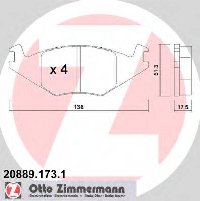 ZIMMERMANN 208891731 Комплект гальмівних колодок, дискове гальмо